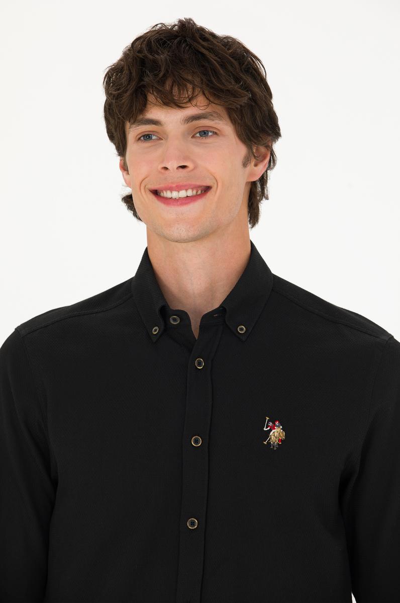 Erkek Siyah Uzun Kollu Basic Gömlek