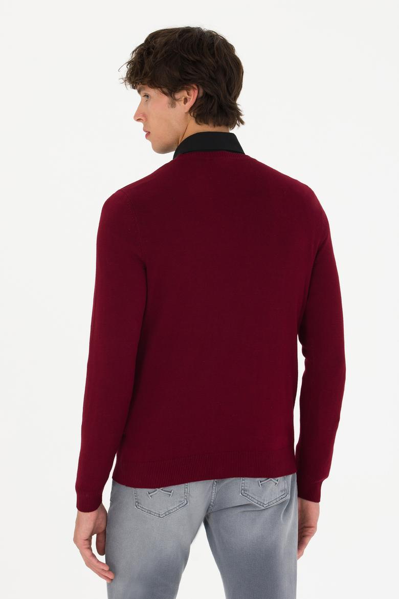 Erkek Bordo Basic Kazak - 50275819032