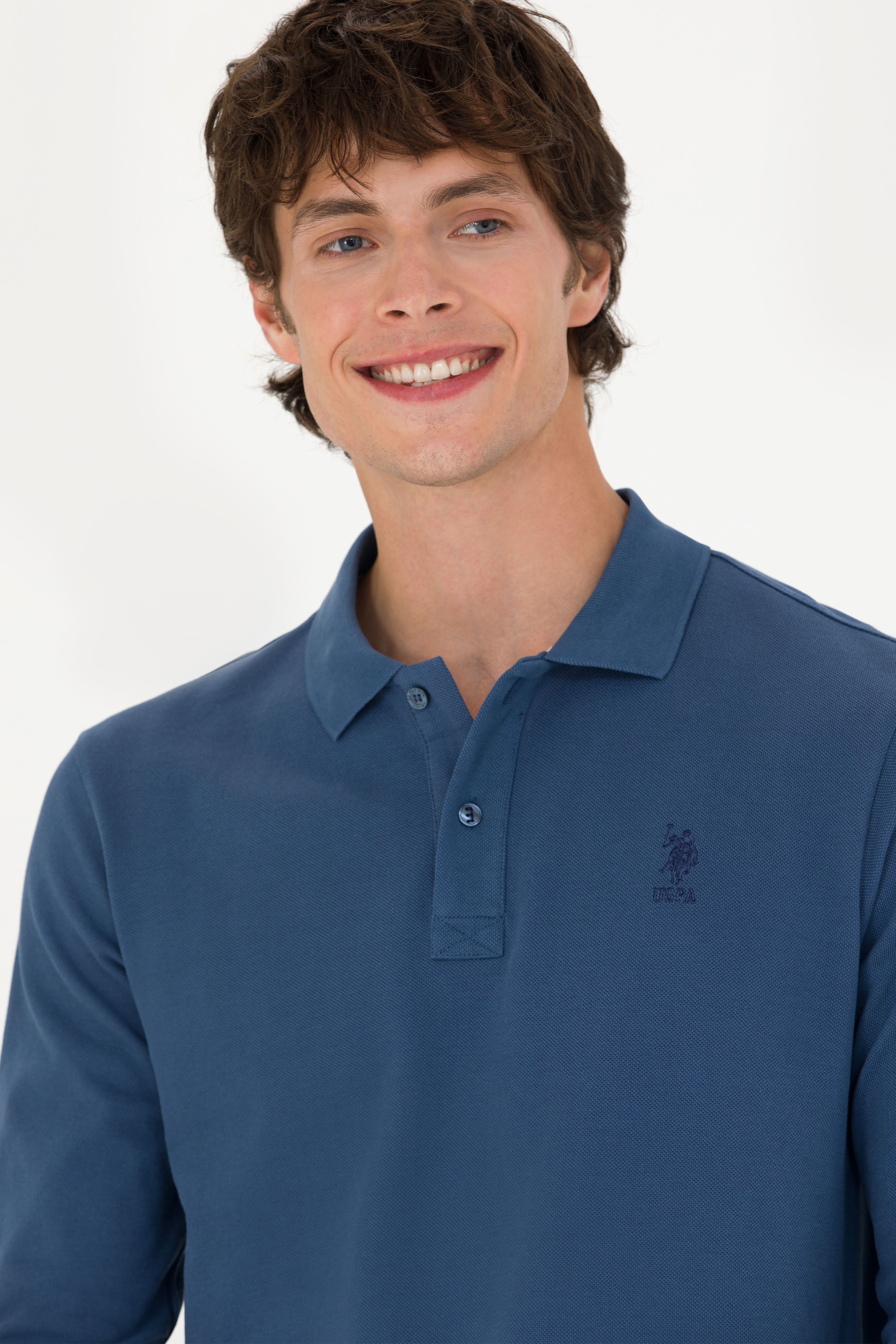 Erkek İndigo Basic Sweatshirt - Image 2