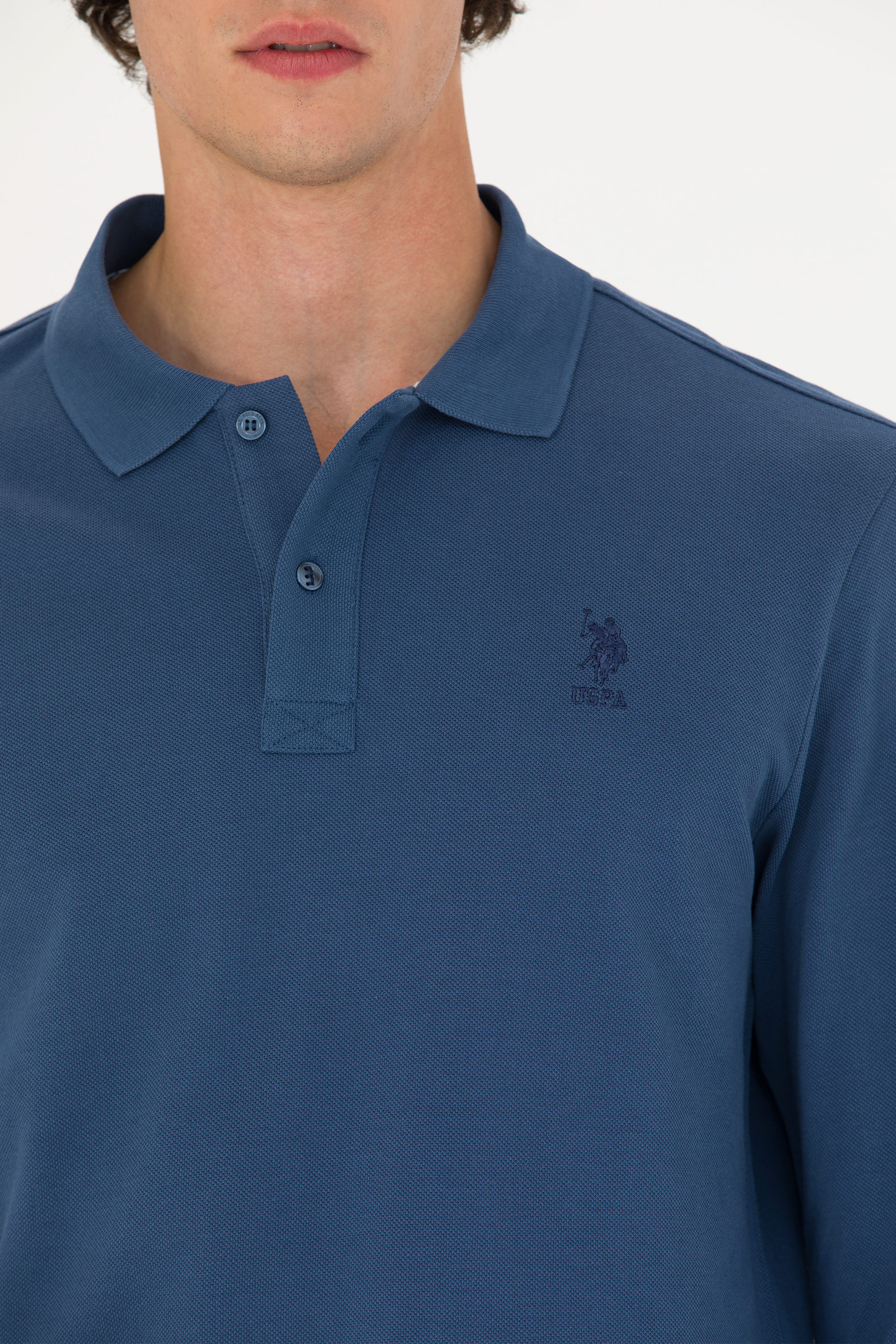Erkek İndigo Basic Sweatshirt - Image 7