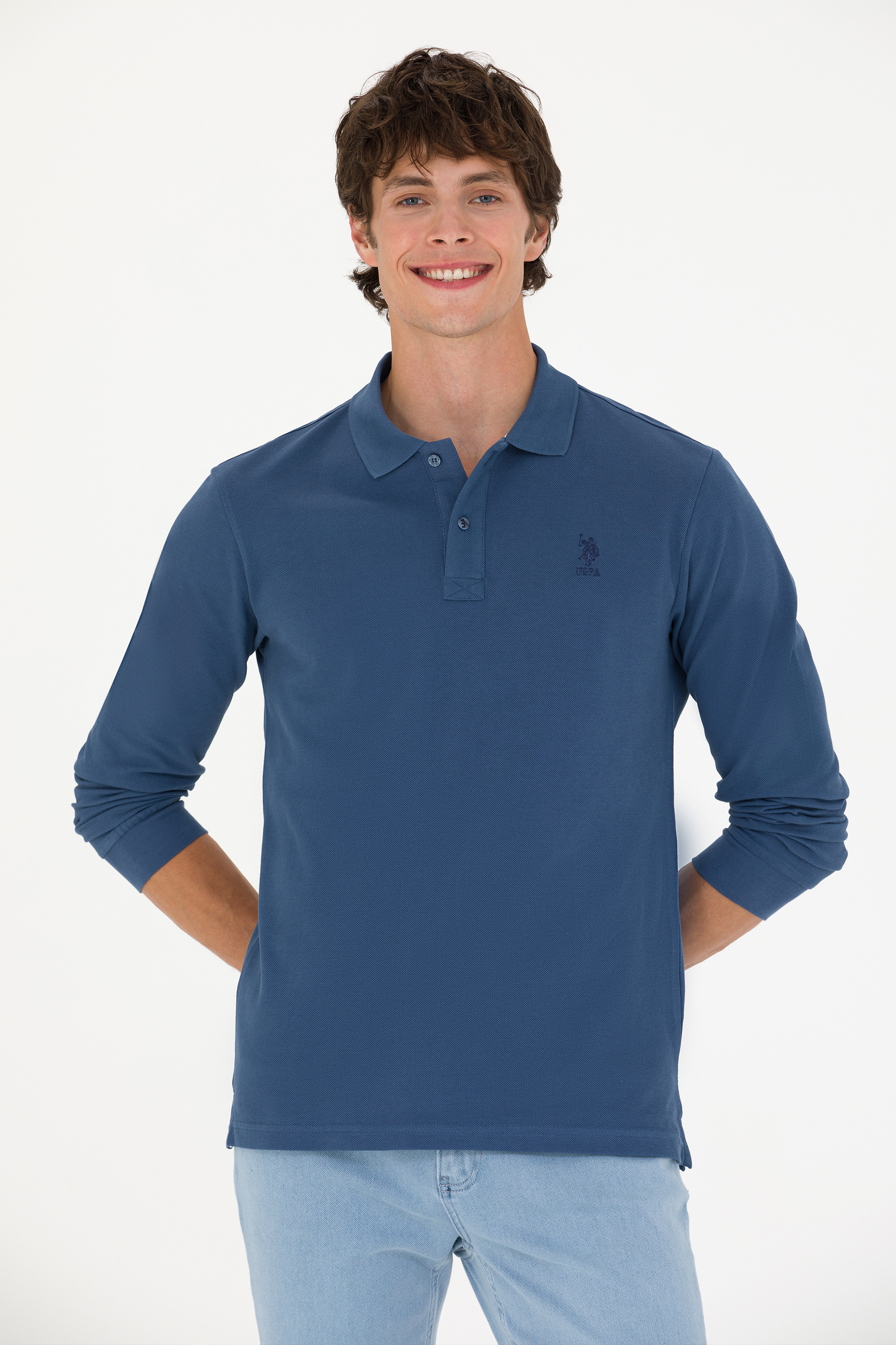 Erkek İndigo Basic Sweatshirt