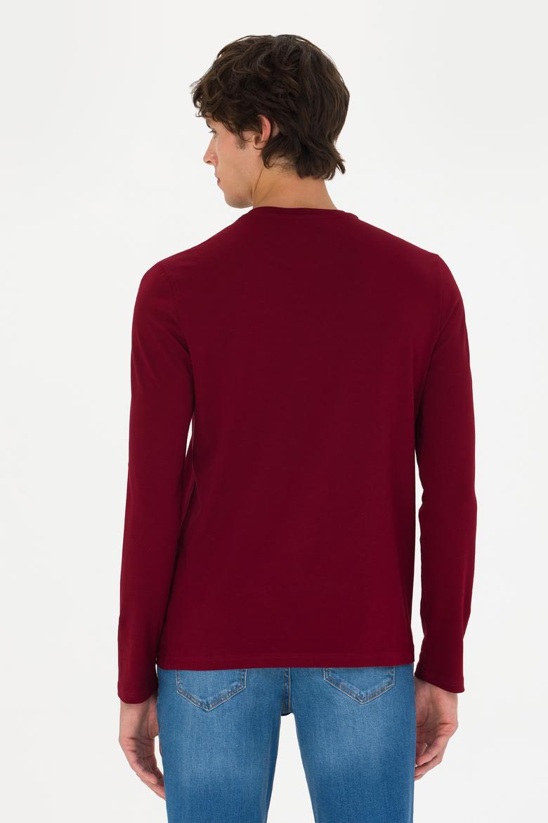 Erkek Bordo Basic Sweatshirt - 50269393051