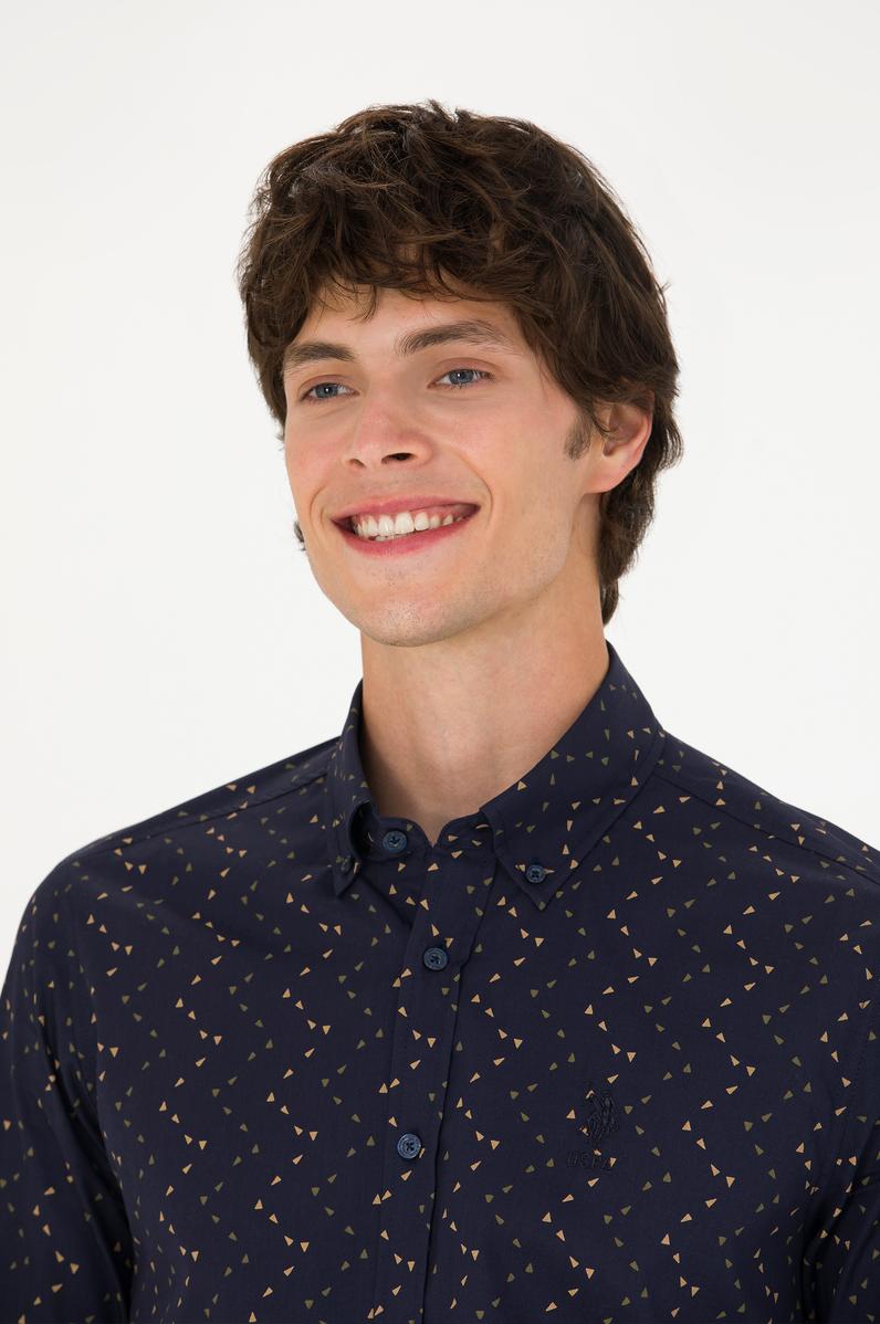 Erkek Lacivert Uzun Kollu Gömlek