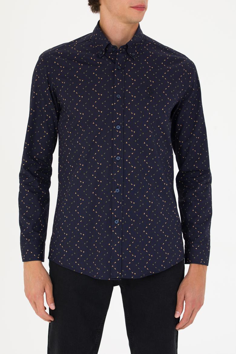 Erkek Lacivert Uzun Kollu Gömlek - 50272442025