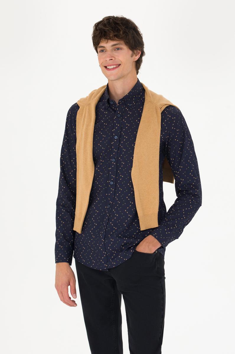 Erkek Lacivert Uzun Kollu Gömlek