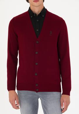 Erkek Bordo Basic Triko Hırka - 50275843015