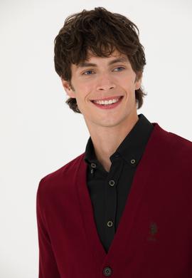 Erkek Bordo Basic Triko Hırka - 50275843015