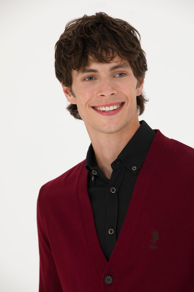 Erkek Bordo Basic Triko Hırka - 50275843015