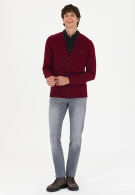 Erkek Bordo Basic Triko Hırka - 50275843015