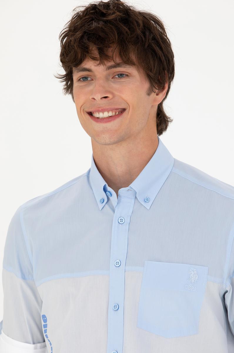 Erkek Mavi Uzun Kollu Gömlek