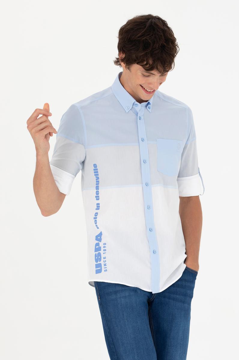 Erkek Mavi Uzun Kollu Gömlek