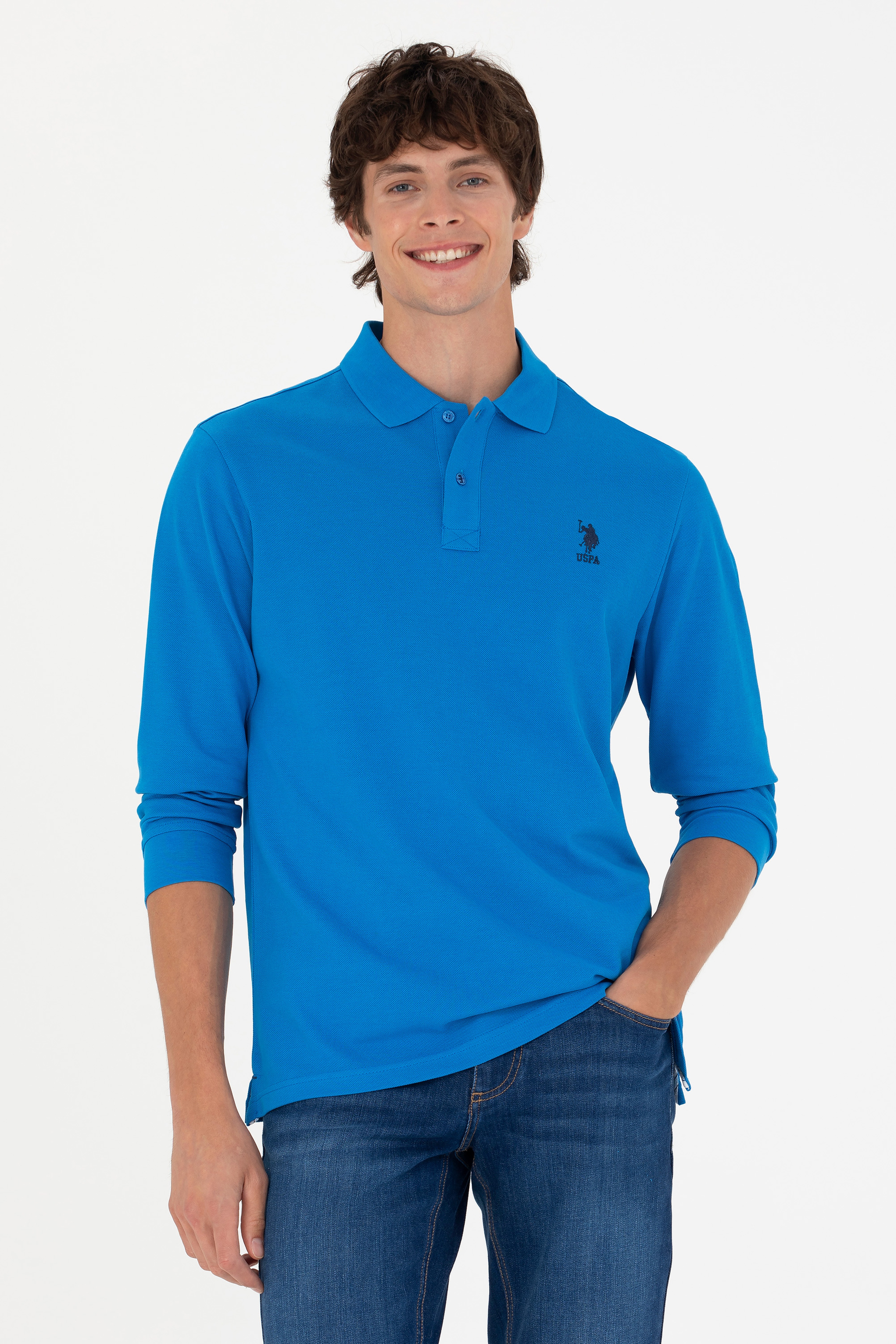 Erkek Kobalt Mavi Basic Sweatshirt - Image 1