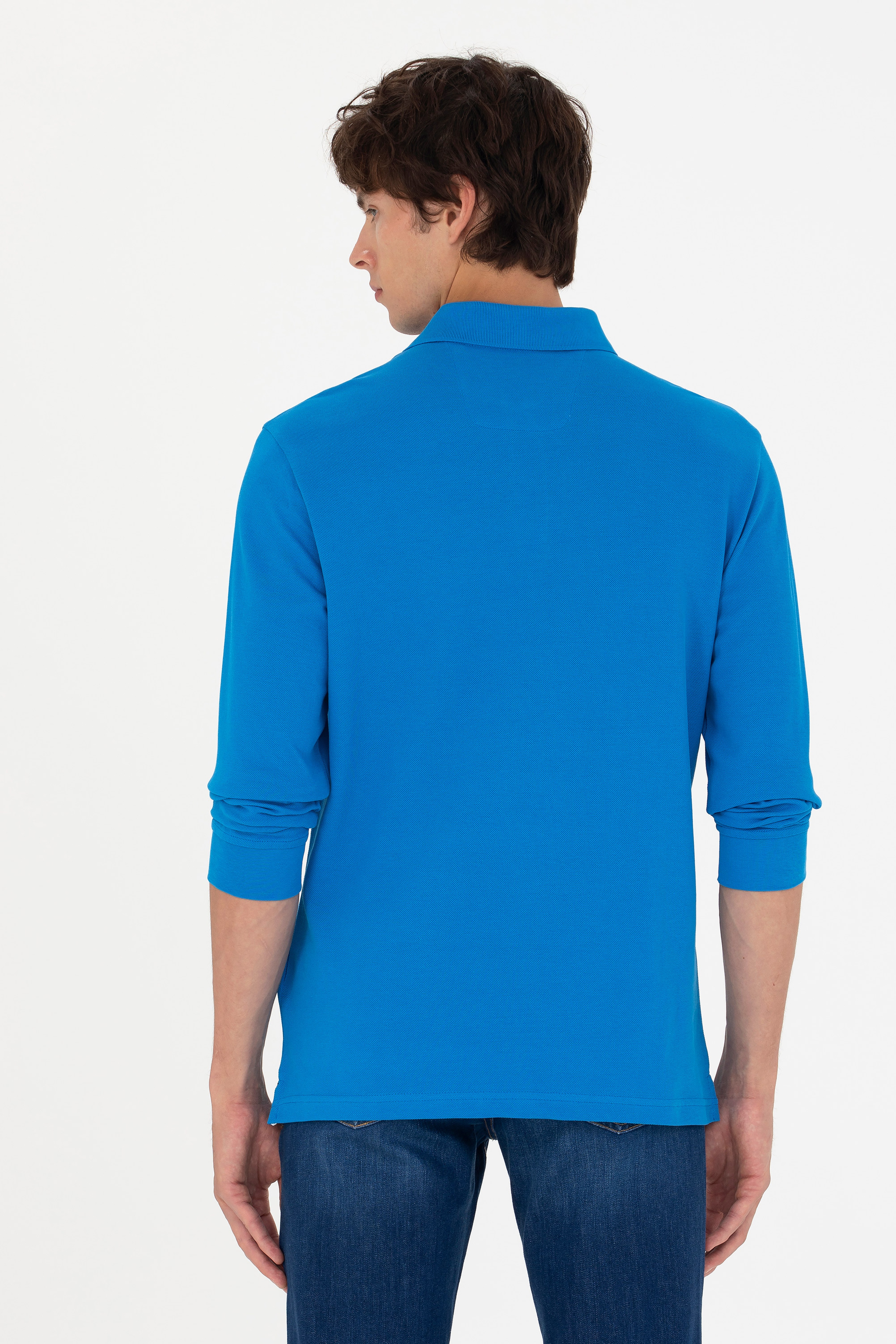 Erkek Kobalt Mavi Basic Sweatshirt