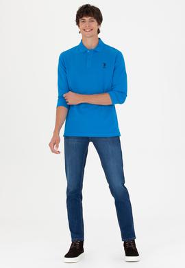 Erkek Kobalt Mavi Basic Sweatshirt - 50269403098