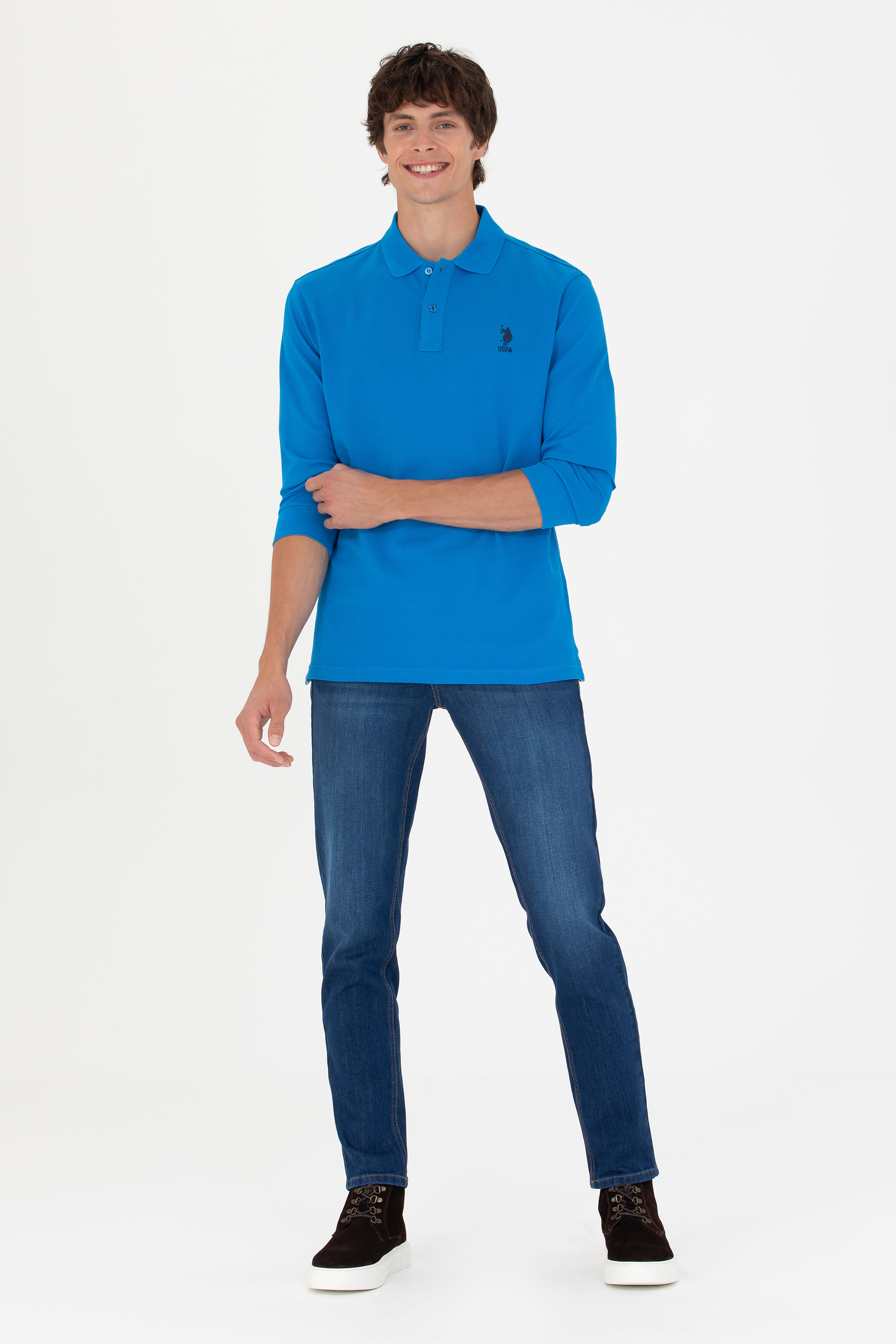 Erkek Kobalt Mavi Basic Sweatshirt