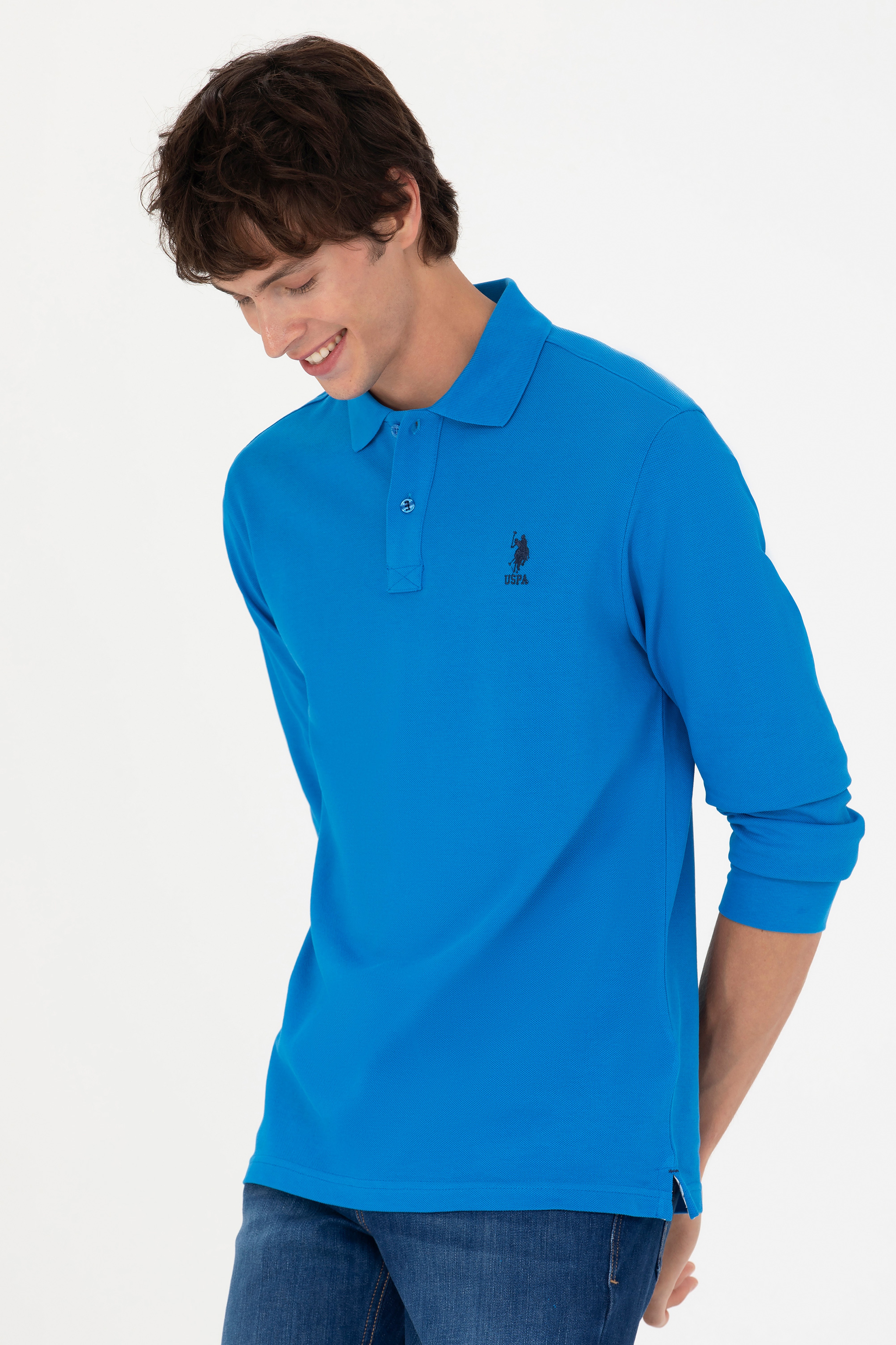Erkek Kobalt Mavi Basic Sweatshirt - Image 3