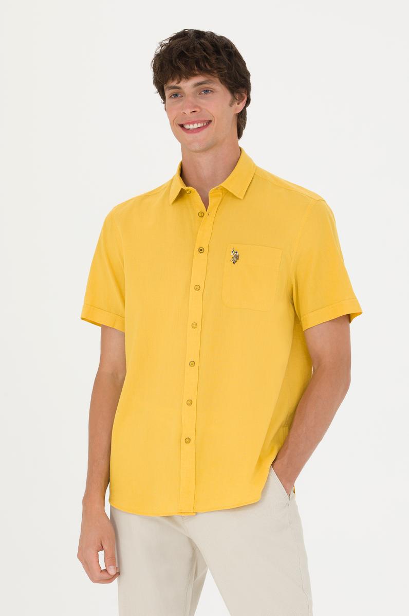 Erkek Safran Kısa Kollu Gömlek