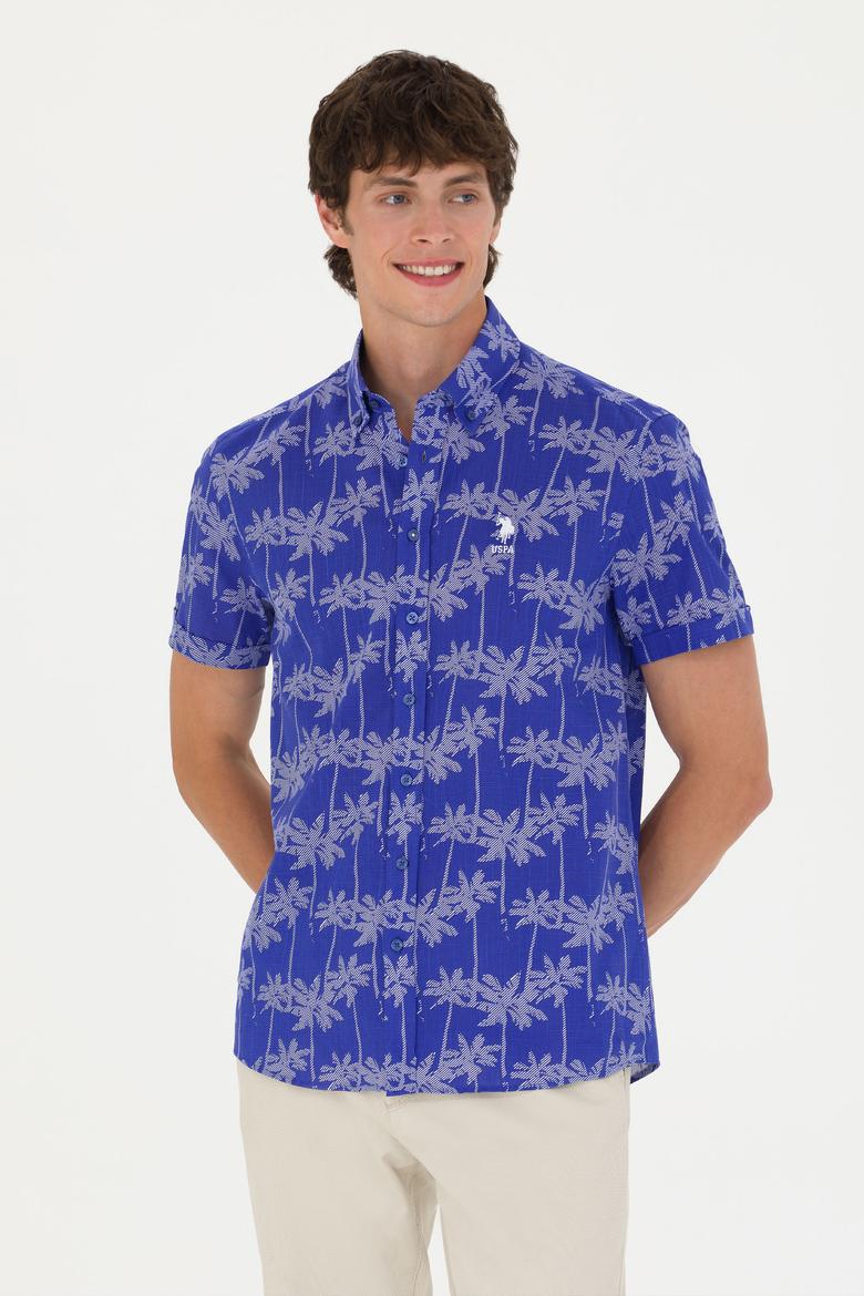 Erkek Mavi Kısa Kollu Gömlek - 50247599013