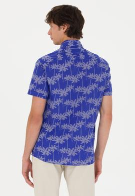 Erkek Mavi Kısa Kollu Gömlek - 50247599013