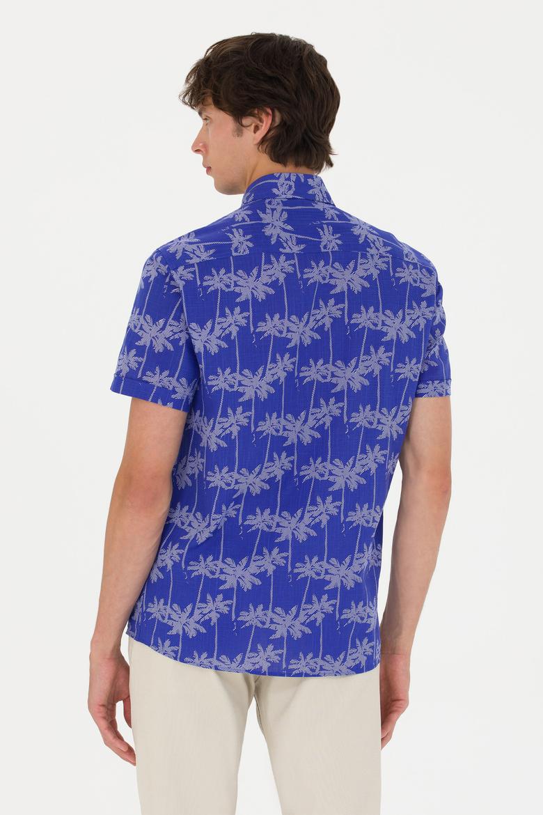 Erkek Mavi Kısa Kollu Gömlek - 50247599013