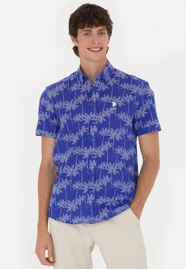 Erkek Mavi Kısa Kollu Gömlek - 50247599013