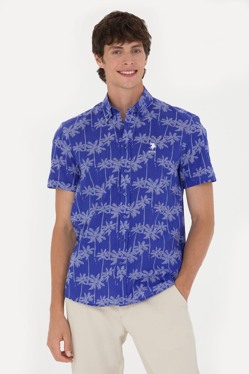 Erkek Mavi Kısa Kollu Gömlek