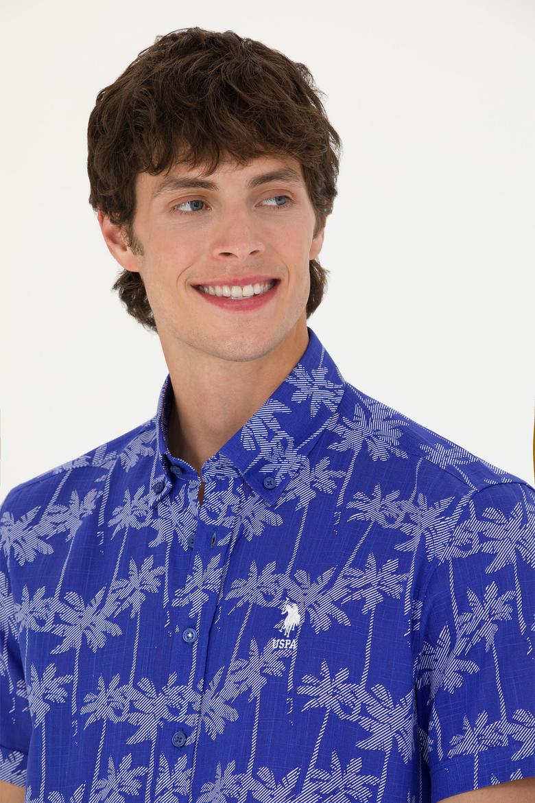 Erkek Mavi Kısa Kollu Gömlek - 50247599013