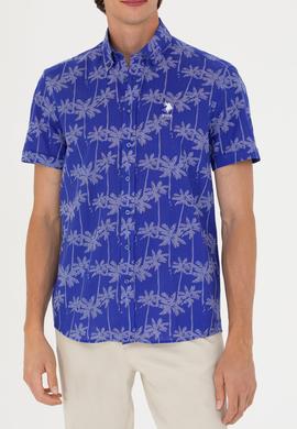 Erkek Mavi Kısa Kollu Gömlek - 50247599013