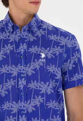 Erkek Mavi Kısa Kollu Gömlek - 50247599013