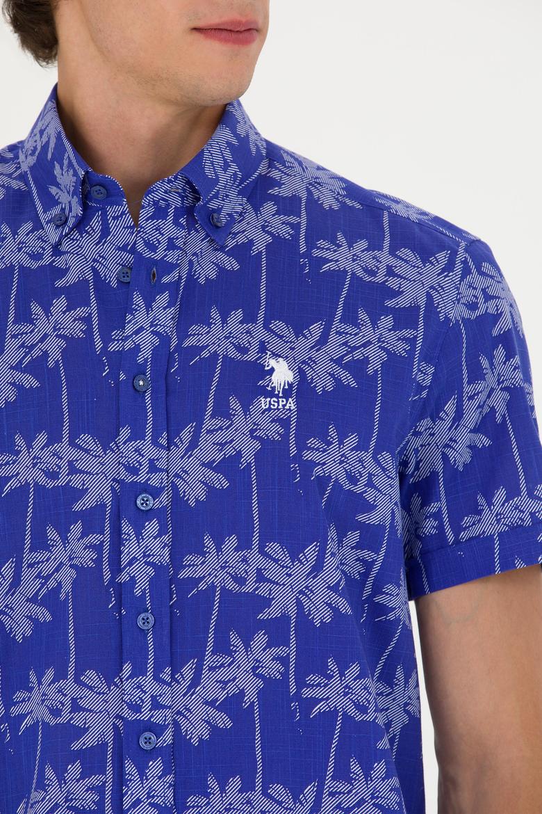 Erkek Mavi Kısa Kollu Gömlek - 50247599013