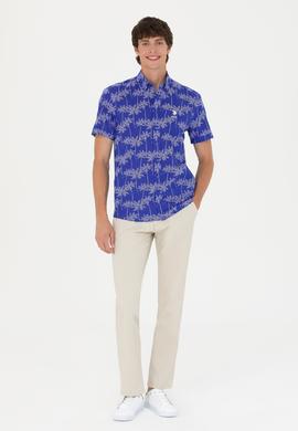 Erkek Mavi Kısa Kollu Gömlek - 50247599013