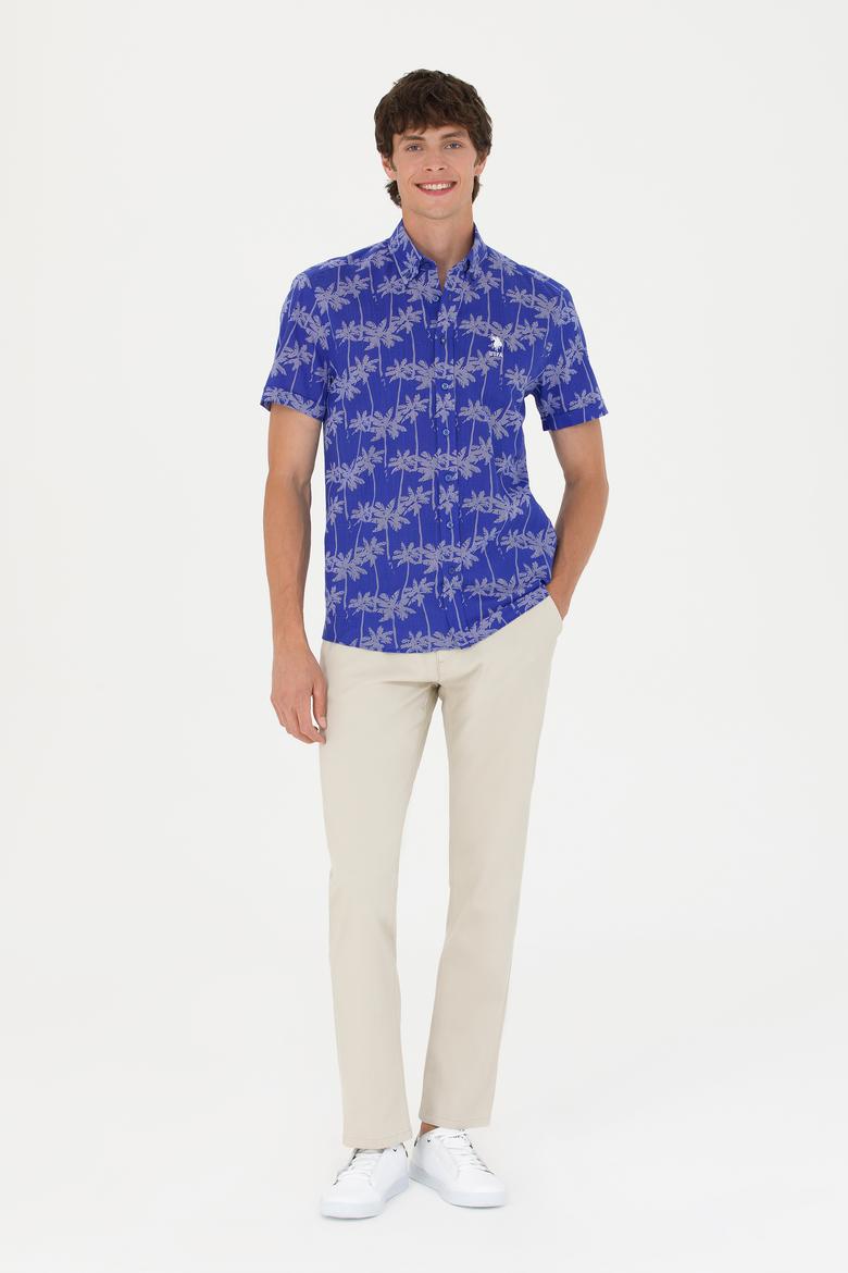 Erkek Mavi Kısa Kollu Gömlek - 50247599013