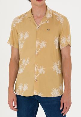 Erkek Apaş Yaka Camel Kısa Kollu Gömlek - 50264305025