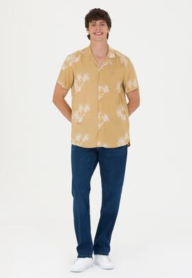 Erkek Apaş Yaka Camel Kısa Kollu Gömlek - 50264305025