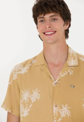 Erkek Apaş Yaka Camel Kısa Kollu Gömlek - 50264305025