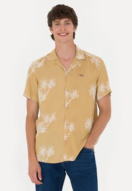 Erkek Apaş Yaka Camel Kısa Kollu Gömlek - 50264305025