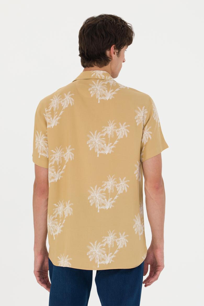 Erkek Apaş Yaka Camel Kısa Kollu Gömlek - 50264305025