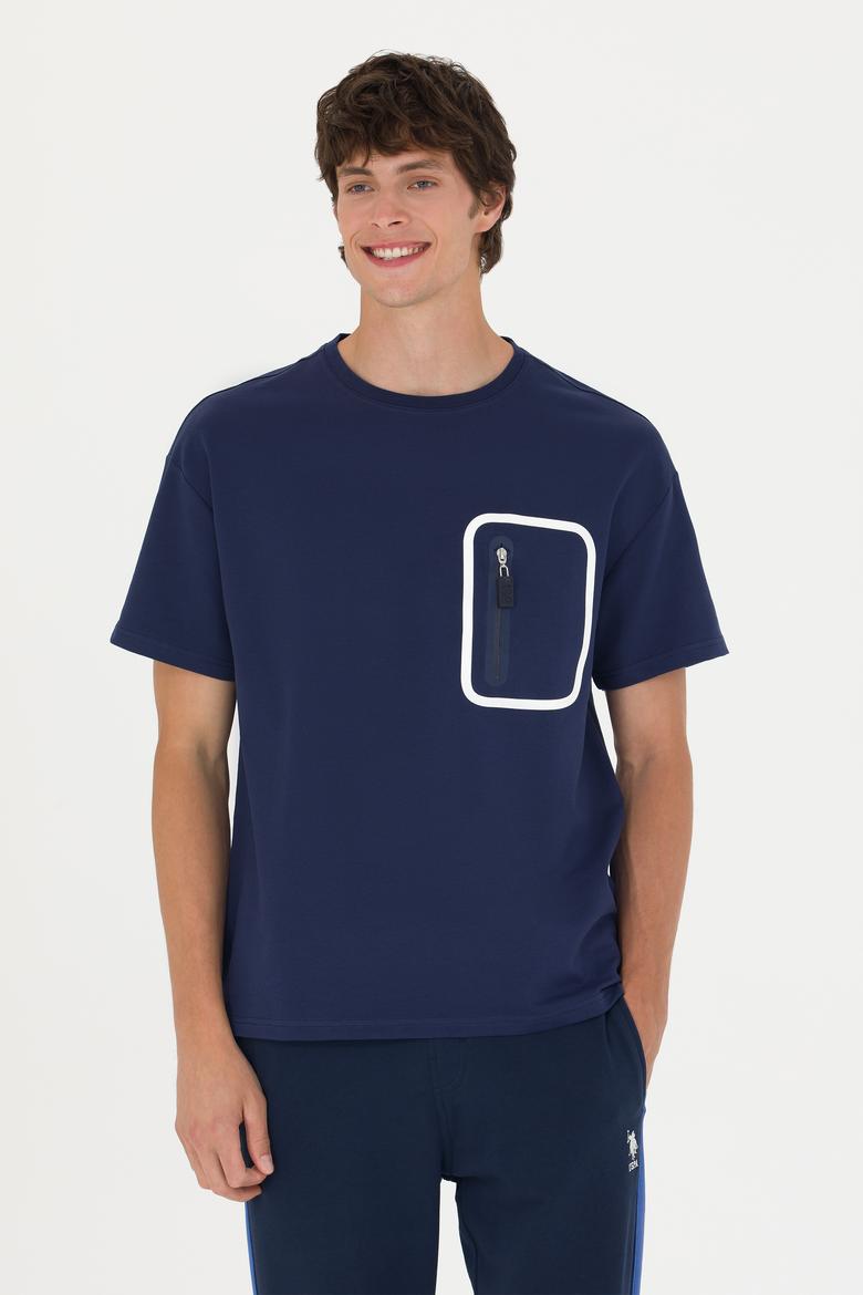 Erkek Lacivert Comfort Bisiklet Yaka Tişört