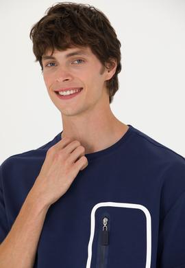 Erkek Lacivert Comfort Bisiklet Yaka Tişört - 50263578003