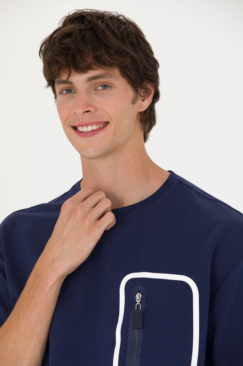 Erkek Lacivert Comfort Bisiklet Yaka Tişört