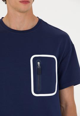 Erkek Lacivert Comfort Bisiklet Yaka Tişört - 50263578003