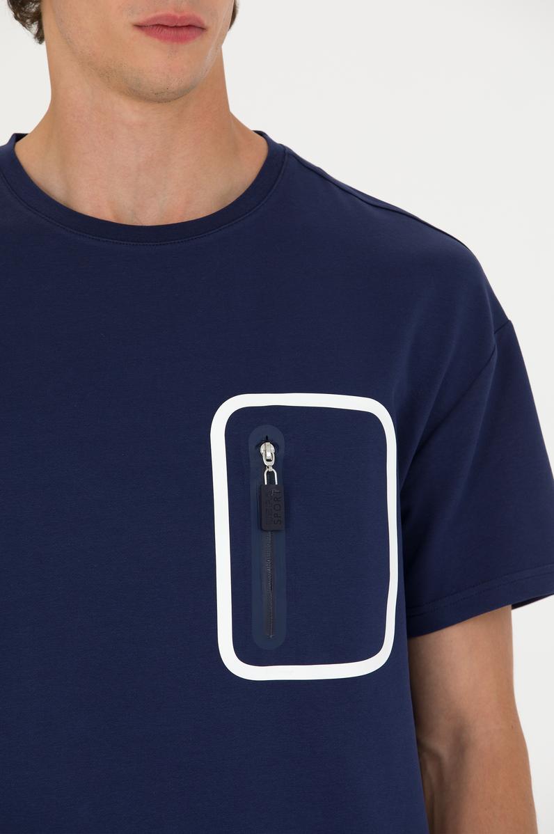 Erkek Lacivert Comfort Bisiklet Yaka Tişört