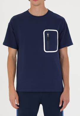 Erkek Lacivert Comfort Bisiklet Yaka Tişört - 50263578003