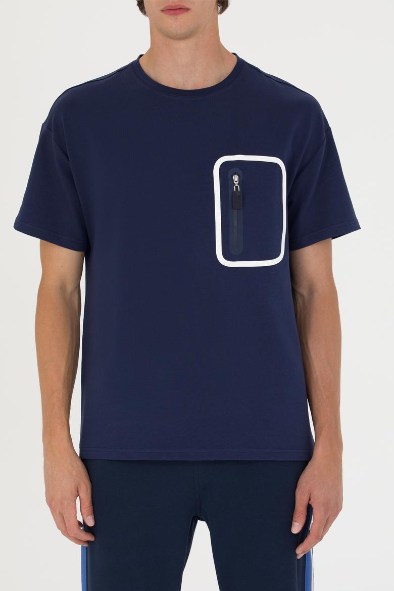 Erkek Lacivert Comfort Bisiklet Yaka Tişört - 50263578003