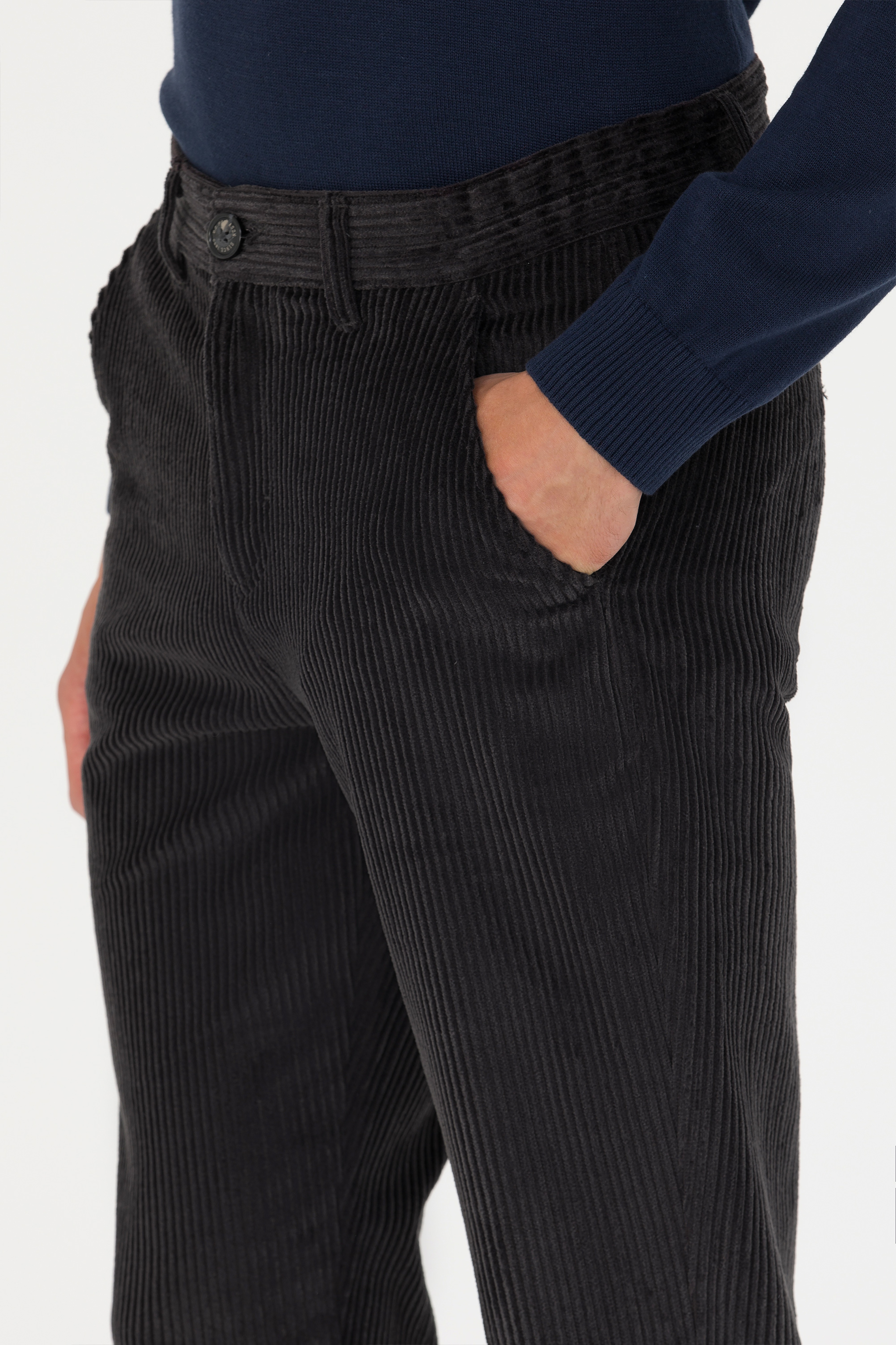 Erkek Carrot Fit Antrasit Kanvas Pantolon - Image 6