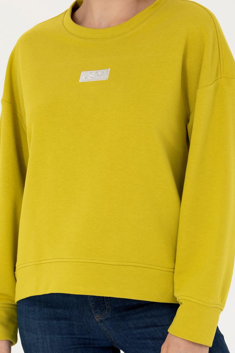 Kadın Fıstık Yeşili Bisiklet Yaka Basic Sweatshirt - 50276557020
