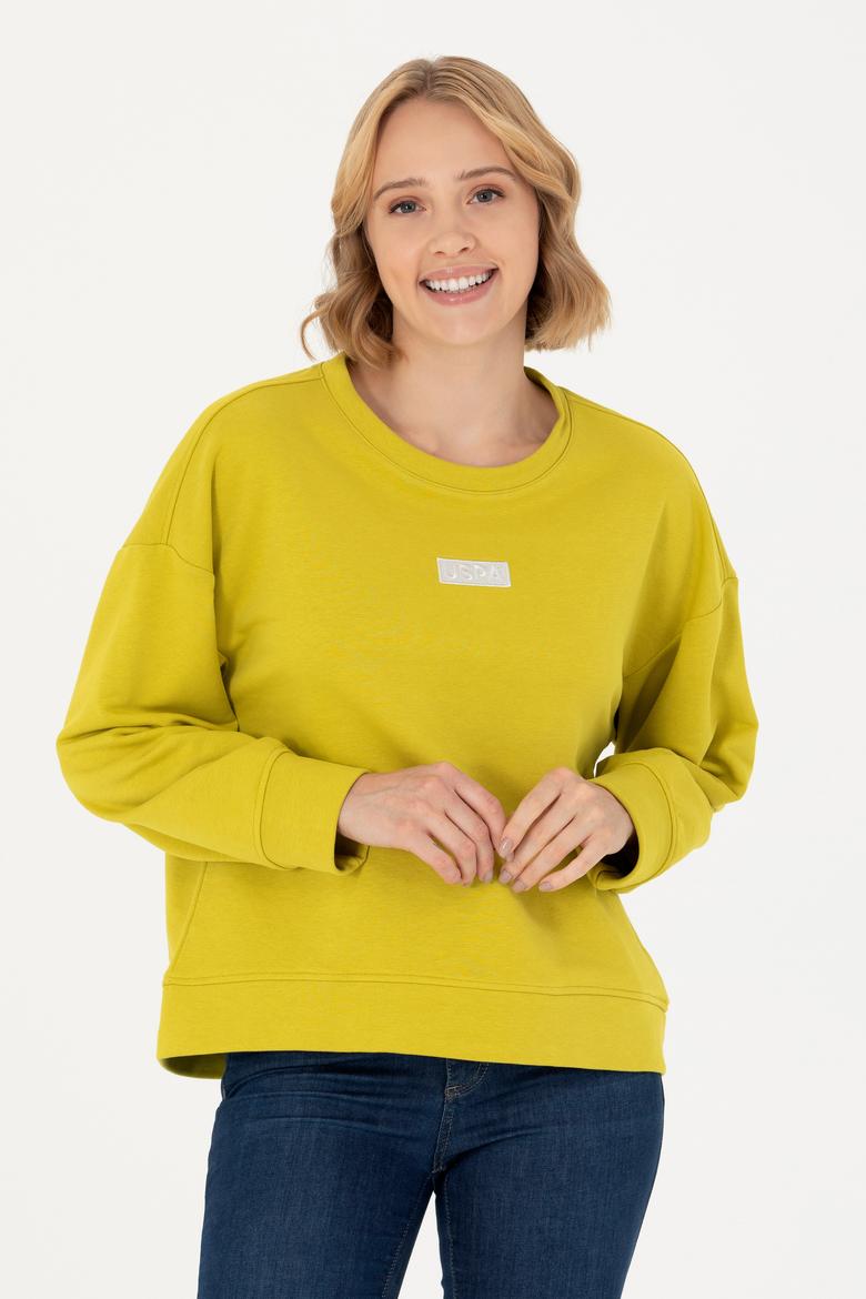 Kadın Fıstık Yeşili Bisiklet Yaka Basic Sweatshirt - 50276557020