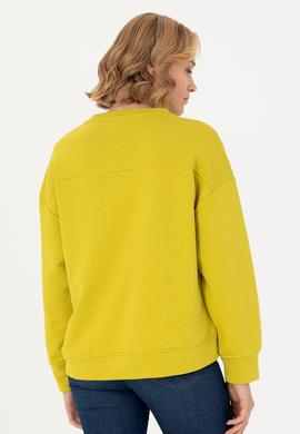 Kadın Fıstık Yeşili Bisiklet Yaka Basic Sweatshirt - 50276557020