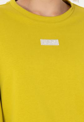 Kadın Fıstık Yeşili Bisiklet Yaka Basic Sweatshirt - 50276557020