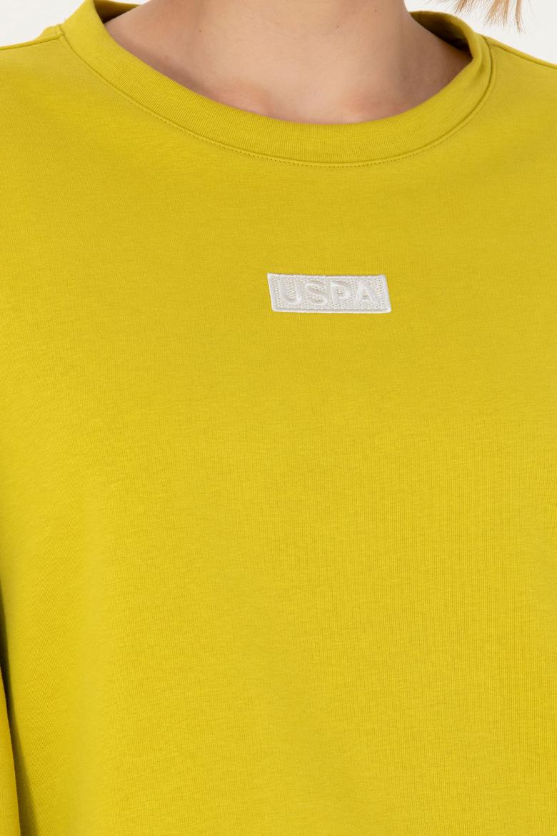 Kadın Fıstık Yeşili Bisiklet Yaka Basic Sweatshirt - 50276557020